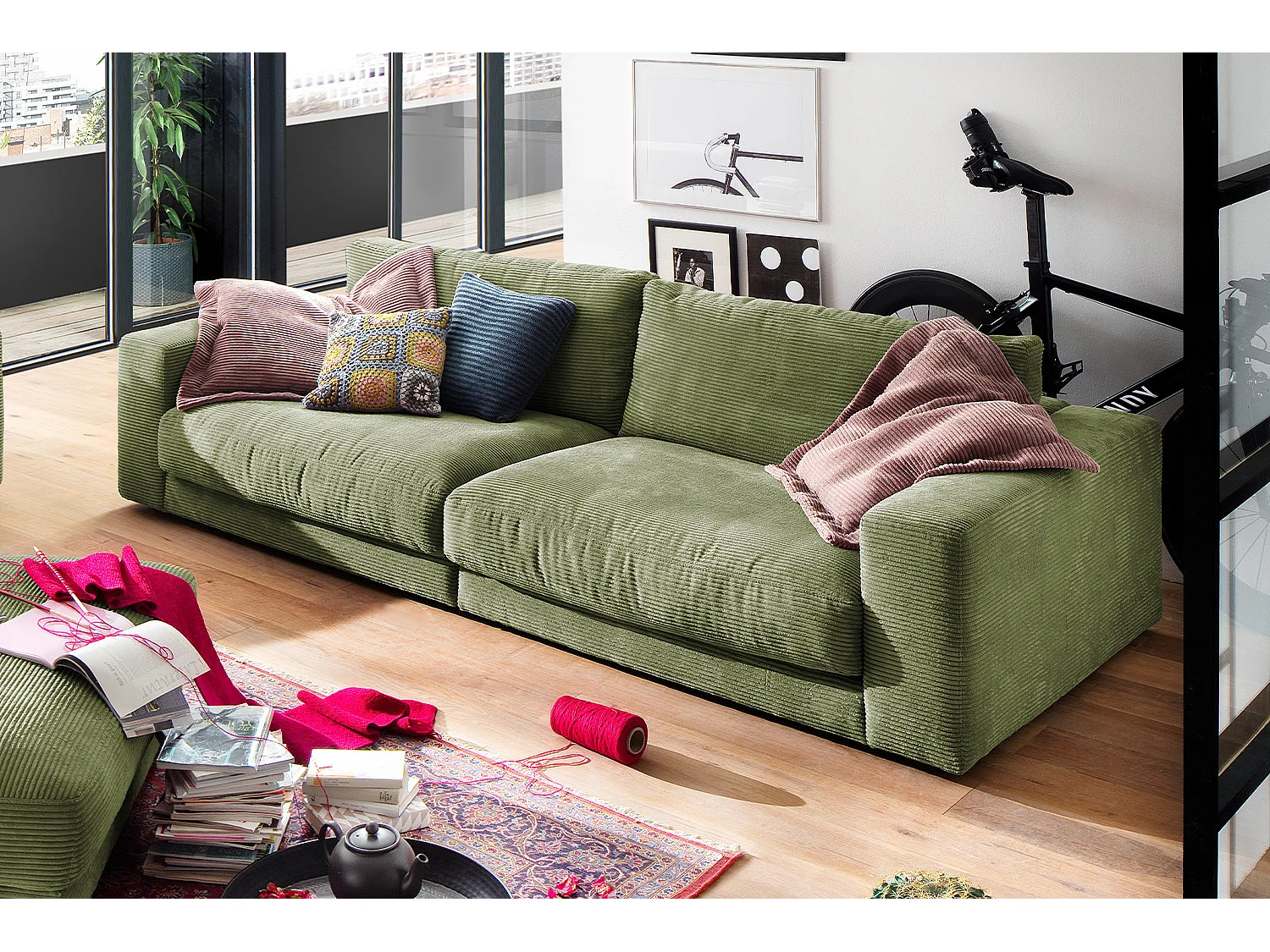 Divano - verde Velluto a coste - MADELINE