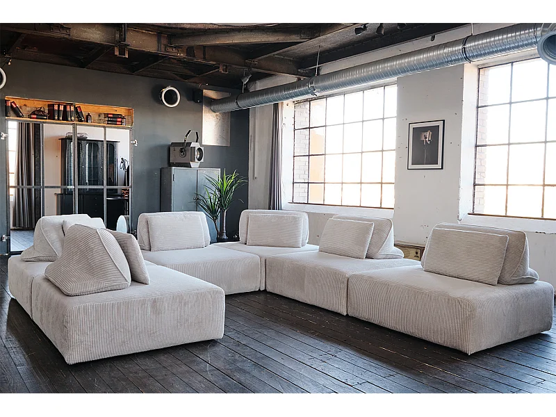 Modulsofa - Hellgrau Cord - WIOLO SOFT