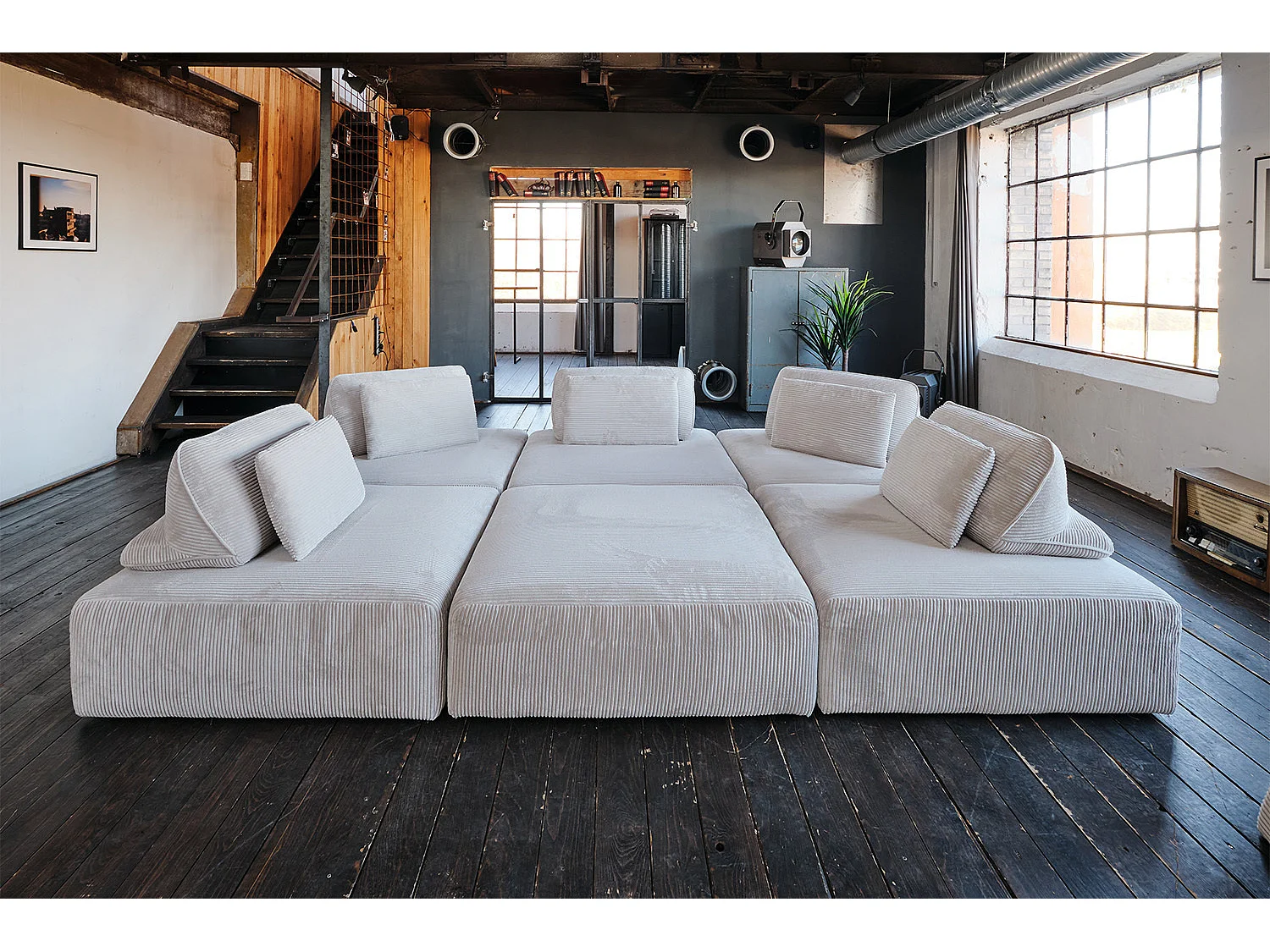 Canapé modulaire - gris clair Velours côtelé - WIOLO SOFT