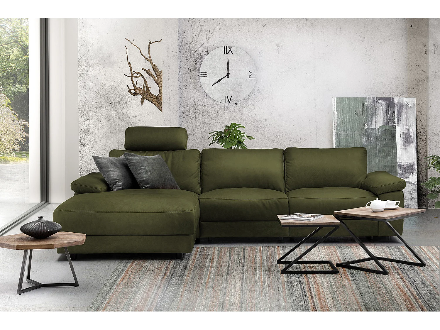 Hoekbank - Donkergroen Geweven stof - LOLA