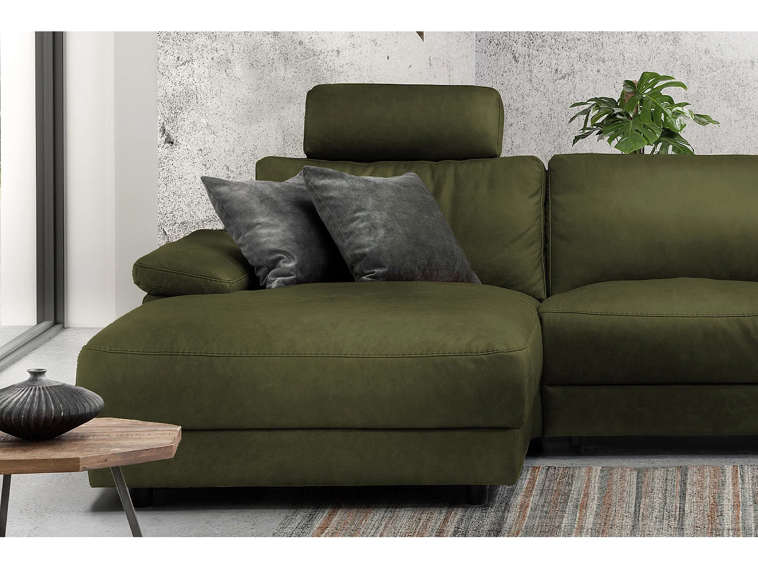 Hoekbank - Donkergroen Geweven stof - LOLA