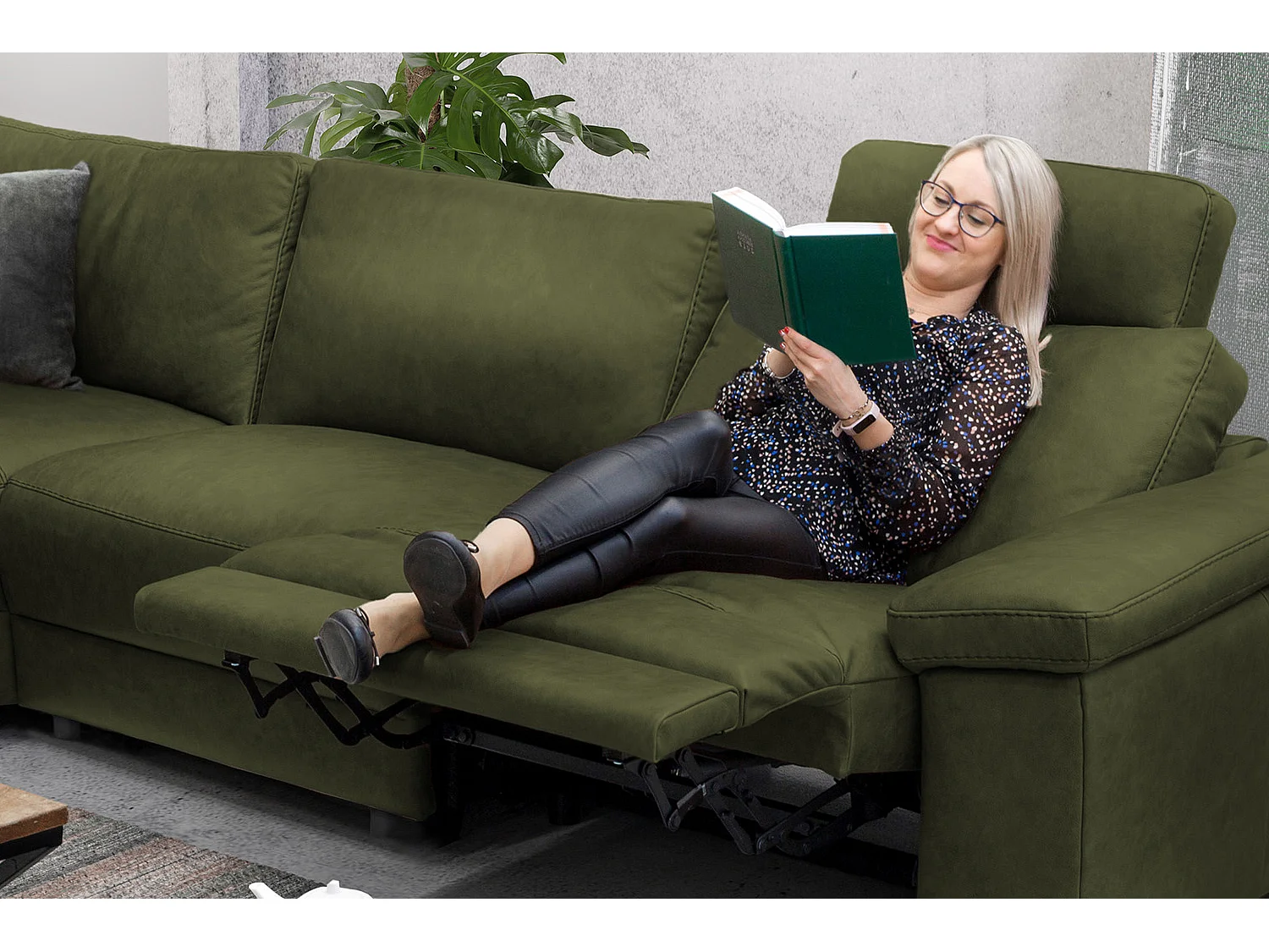 Hoekbank - Donkergroen Geweven stof - LOLA