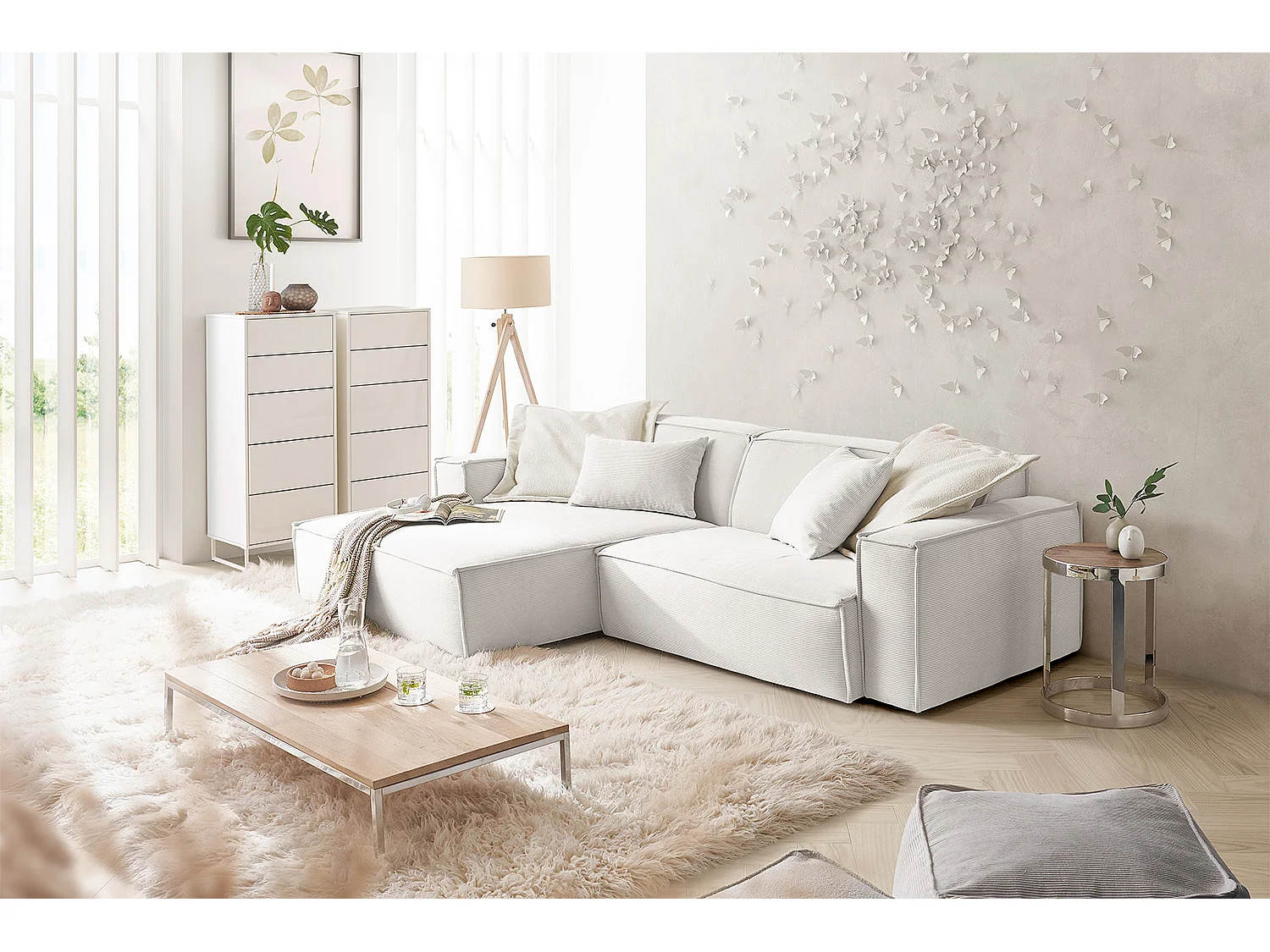 Canapé - blanc Velours côtelé - SAMU