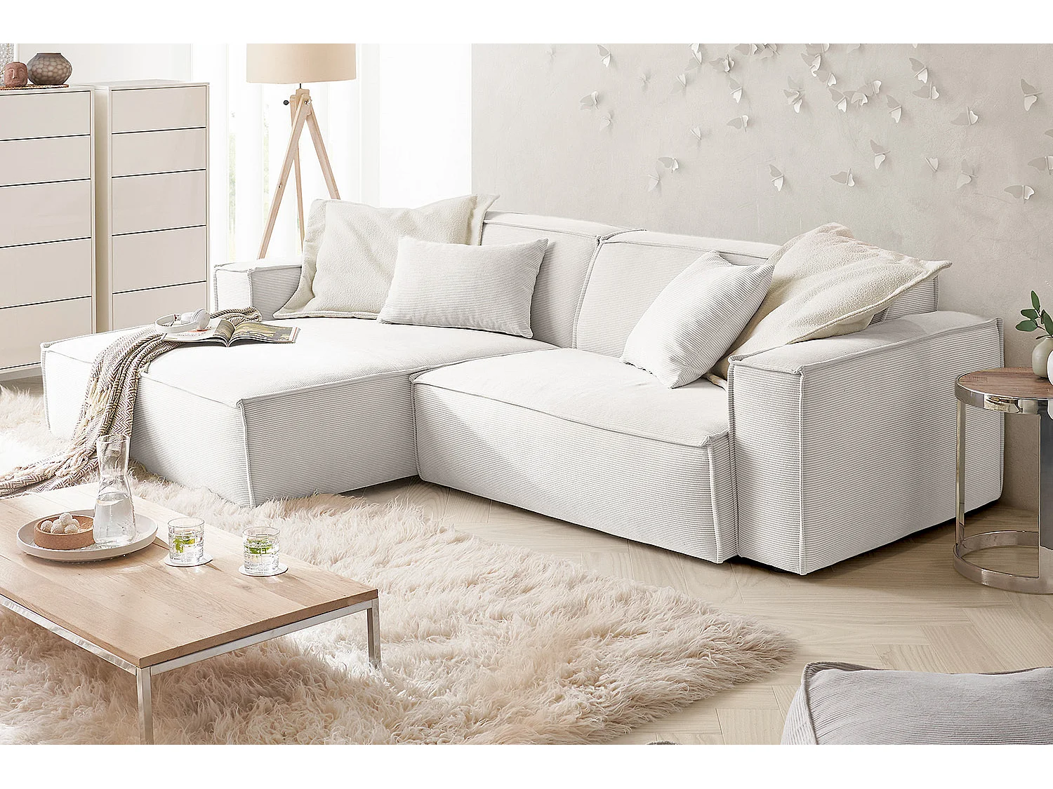 Canapé - blanc Velours côtelé - SAMU