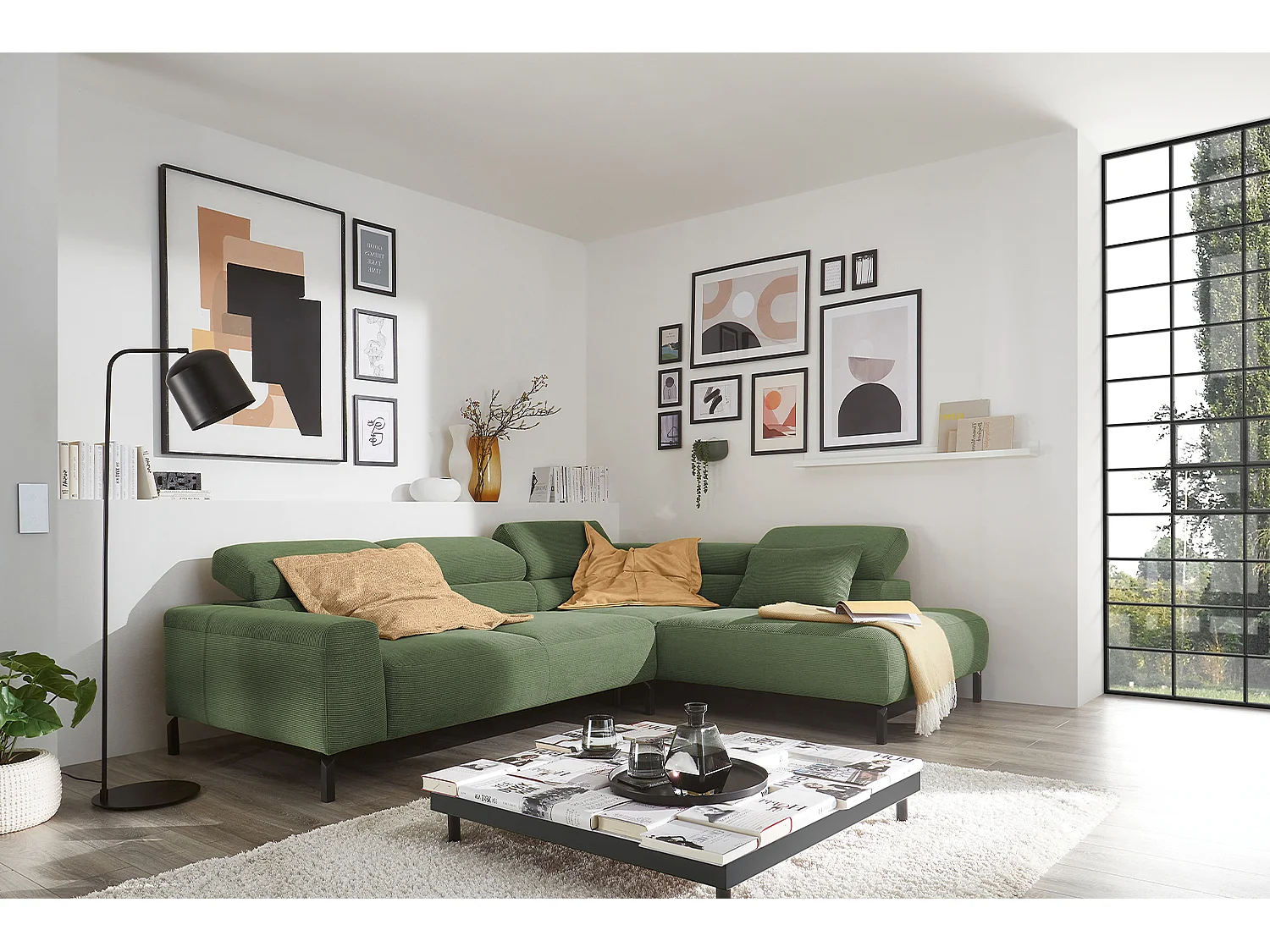 Ecksofa - Grün Cord - DELIA