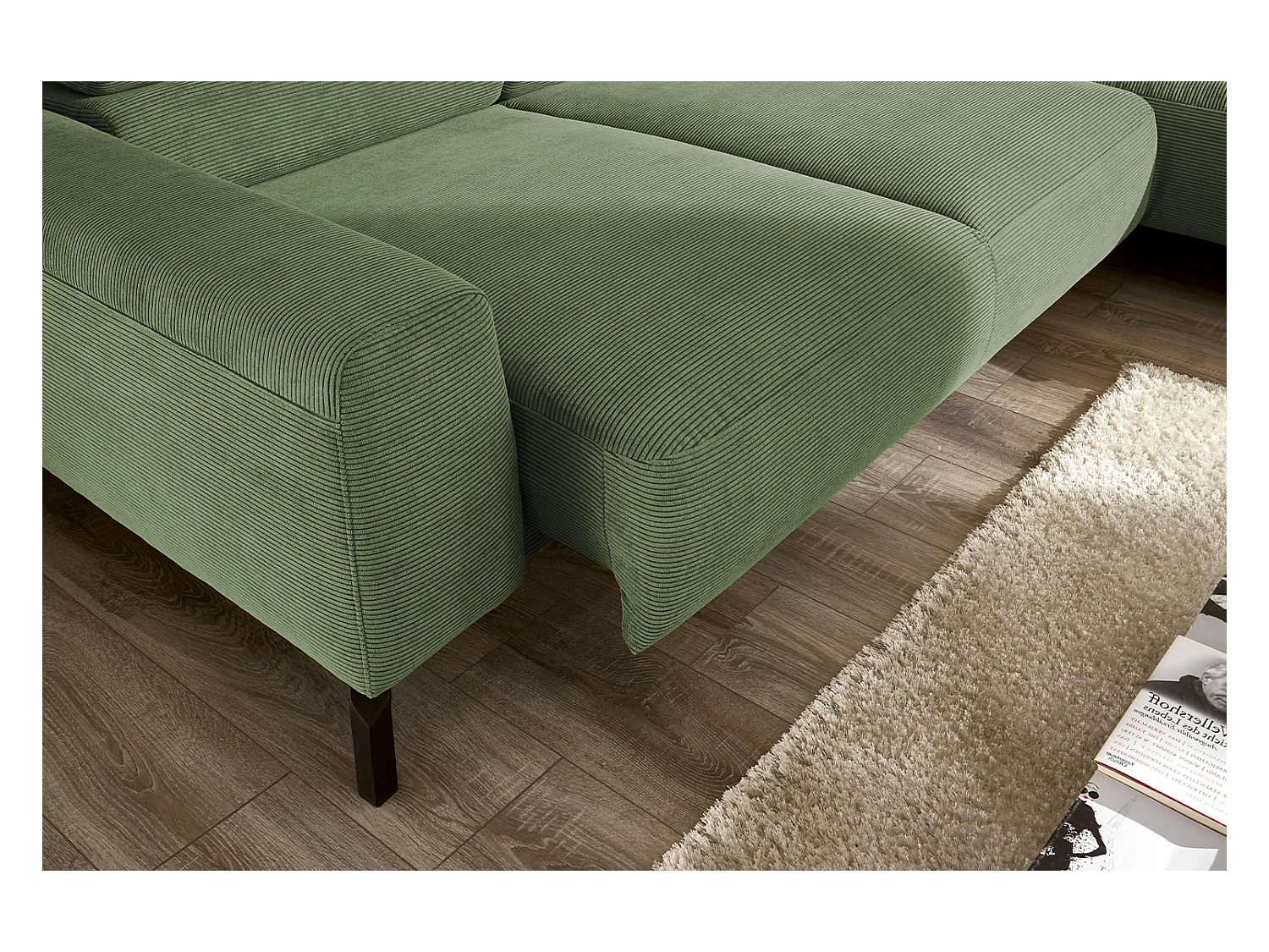 Ecksofa - Grün Cord - DELIA