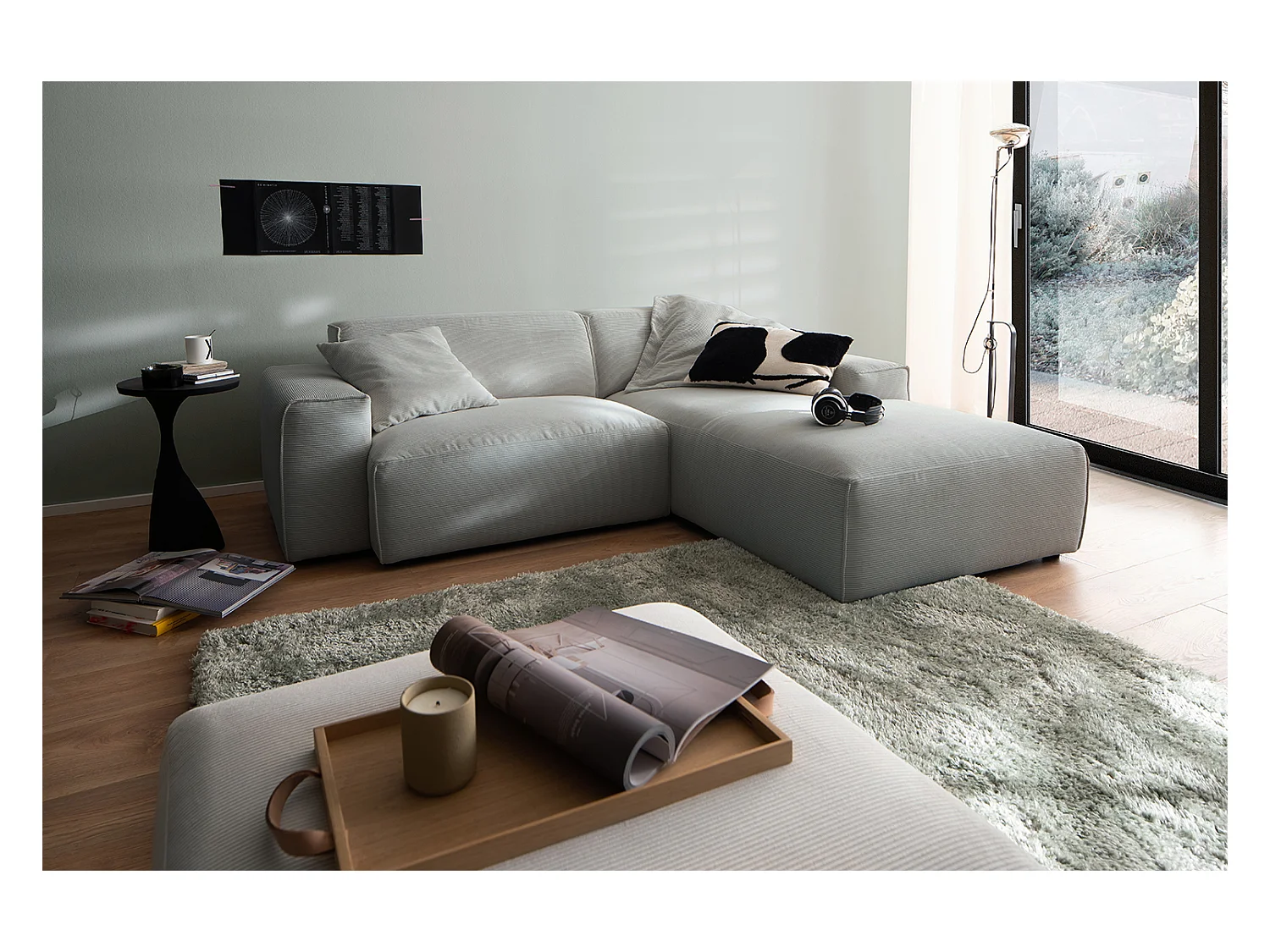 Ecksofa - Grau Cord - RANI