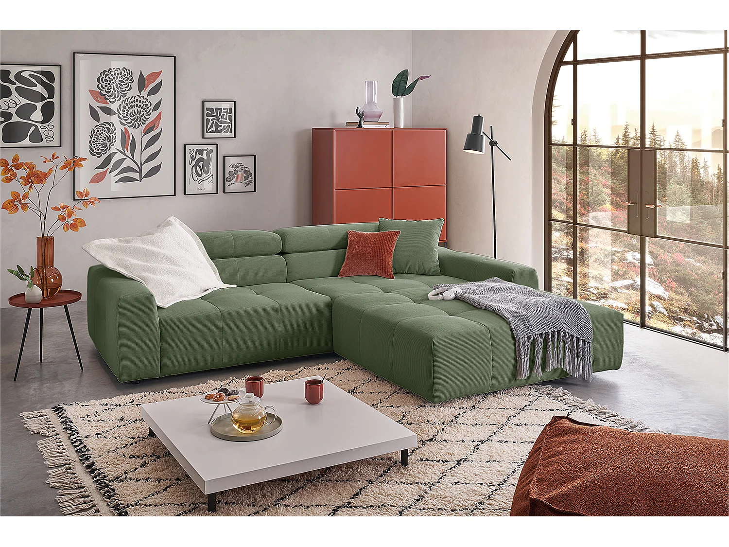 Ecksofa - Grün Cord - RENO