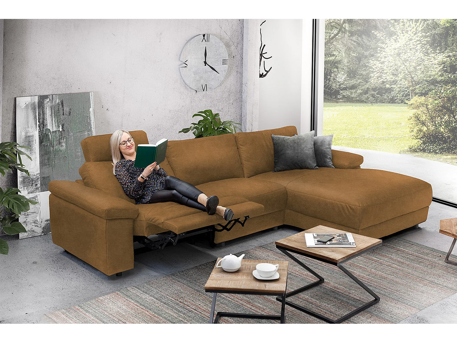 Ecksofa - Orange Leder - LOLA