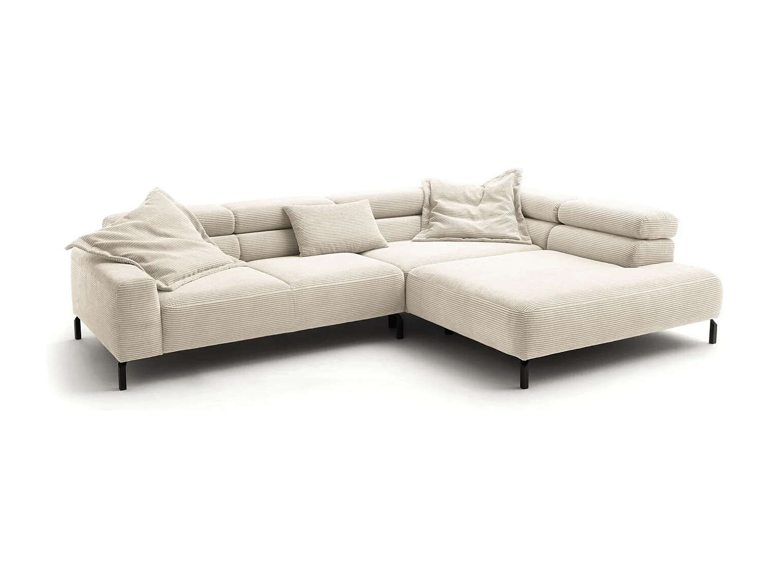 Ecksofa - Cremeweiß Cord - DELIA