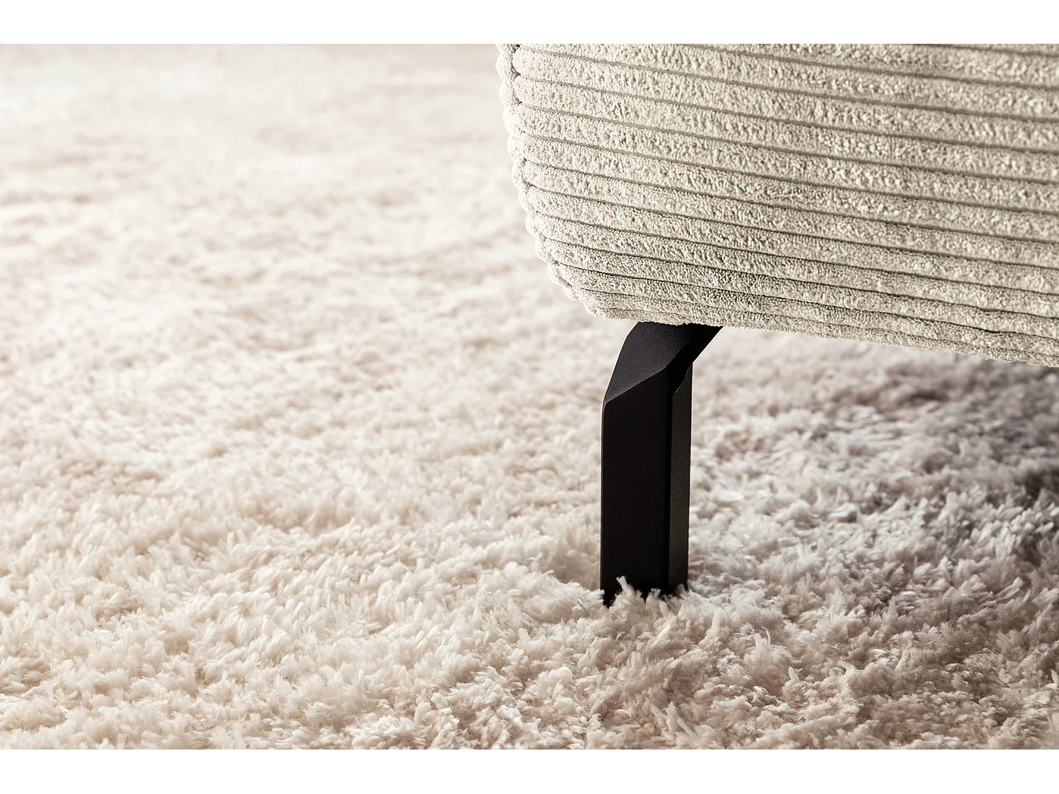 Ecksofa - Cremeweiß Cord - DELIA