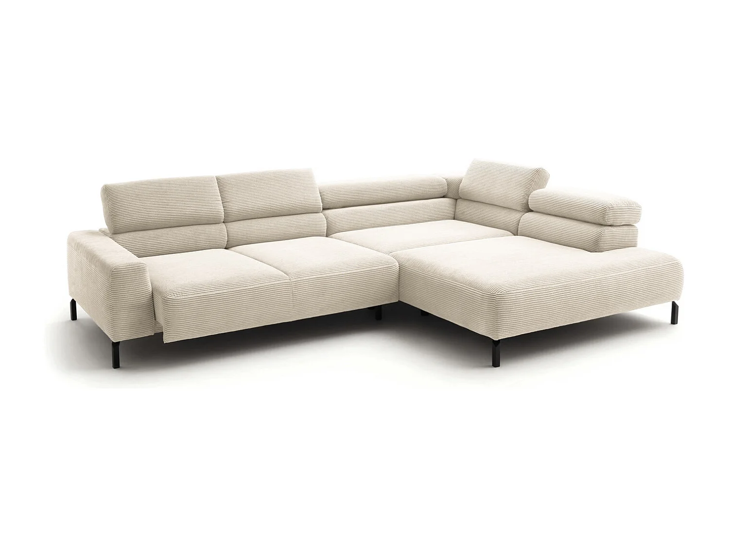 Ecksofa - Cremeweiß Cord - DELIA