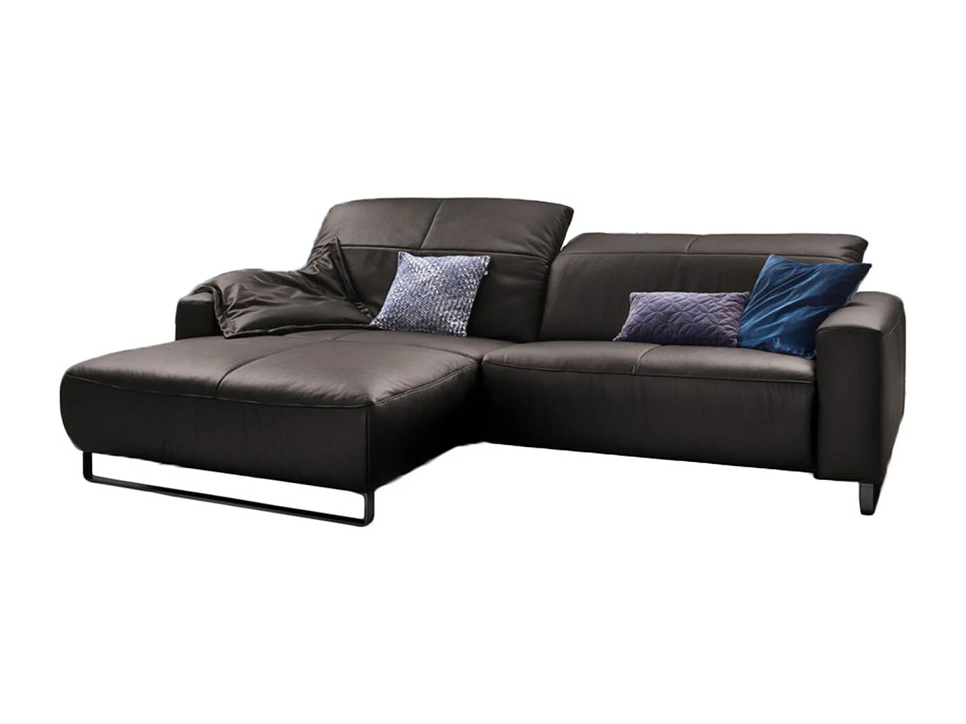 Ecksofa - Grau Leder - YORK