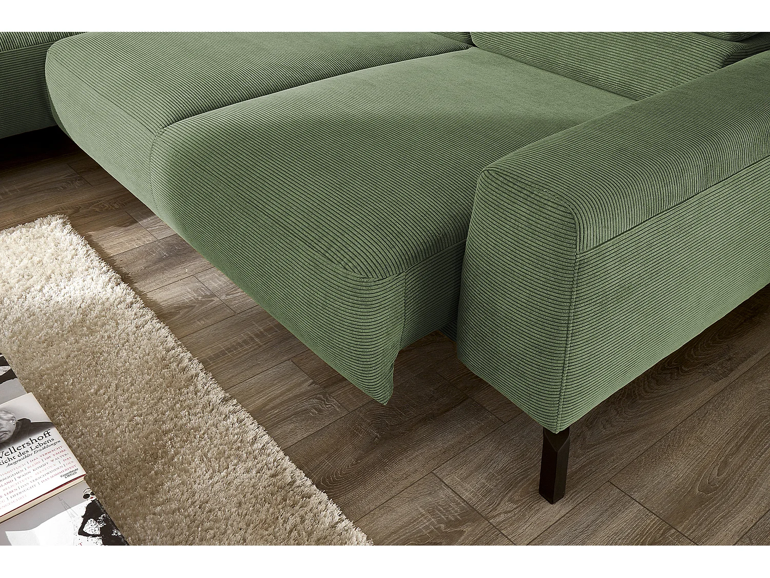 Ecksofa - Grün Cord - DELIA