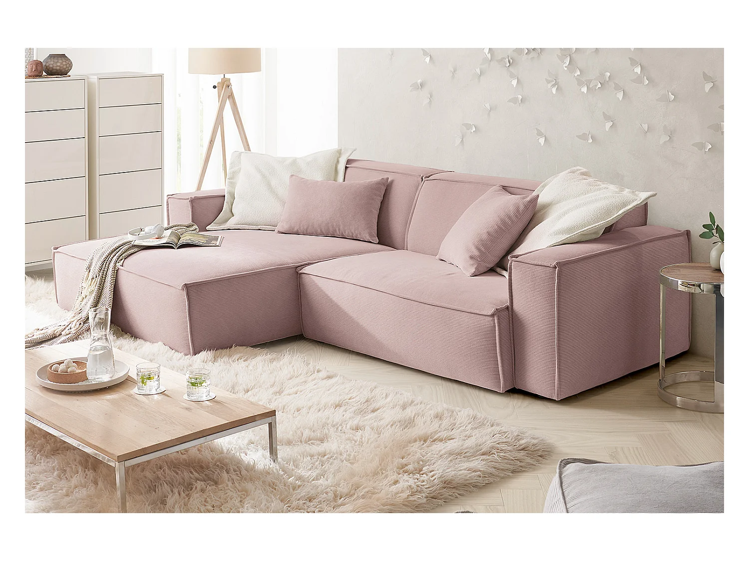 Canapé - Rose Velours côtelé - SAMU