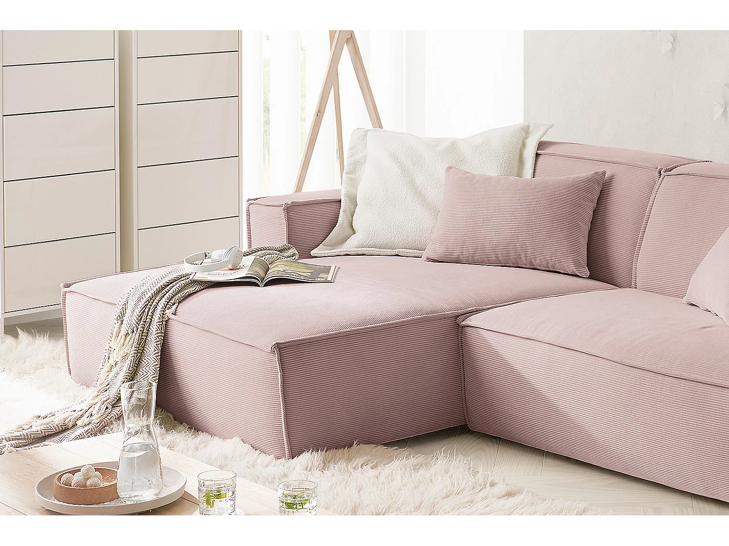 Canapé - Rose Velours côtelé - SAMU