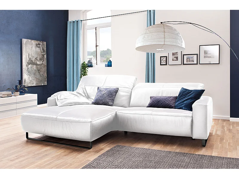 Ecksofa - Weiß Leder - YORK