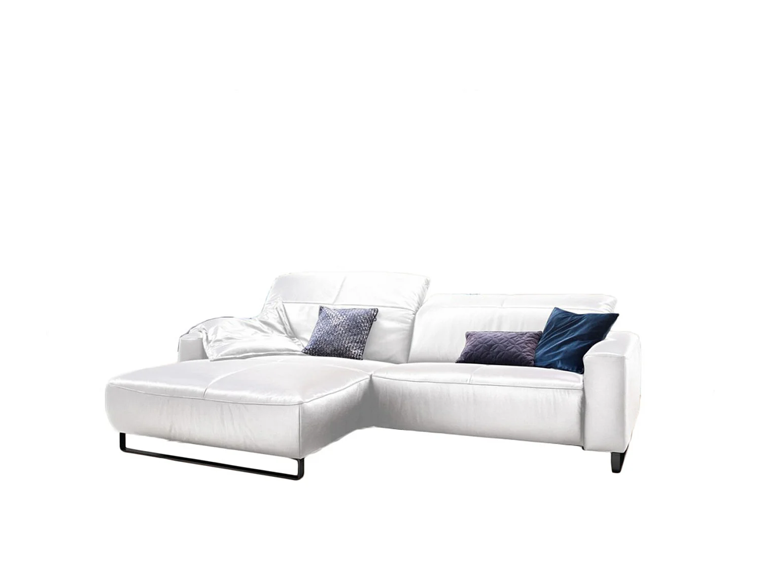 Divano angolare - bianco pelle - YORK