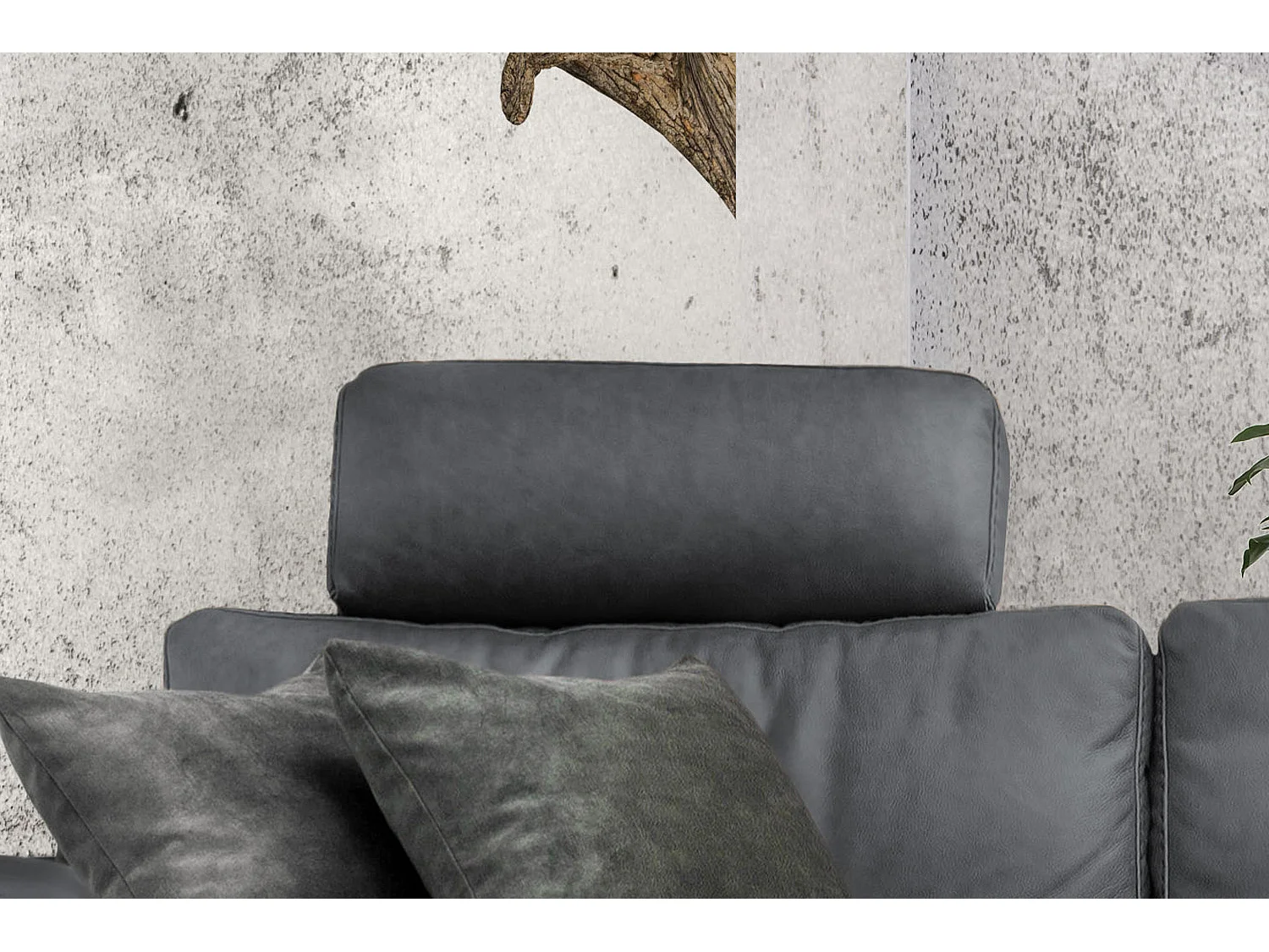 Ecksofa - Grau Leder - LOLA