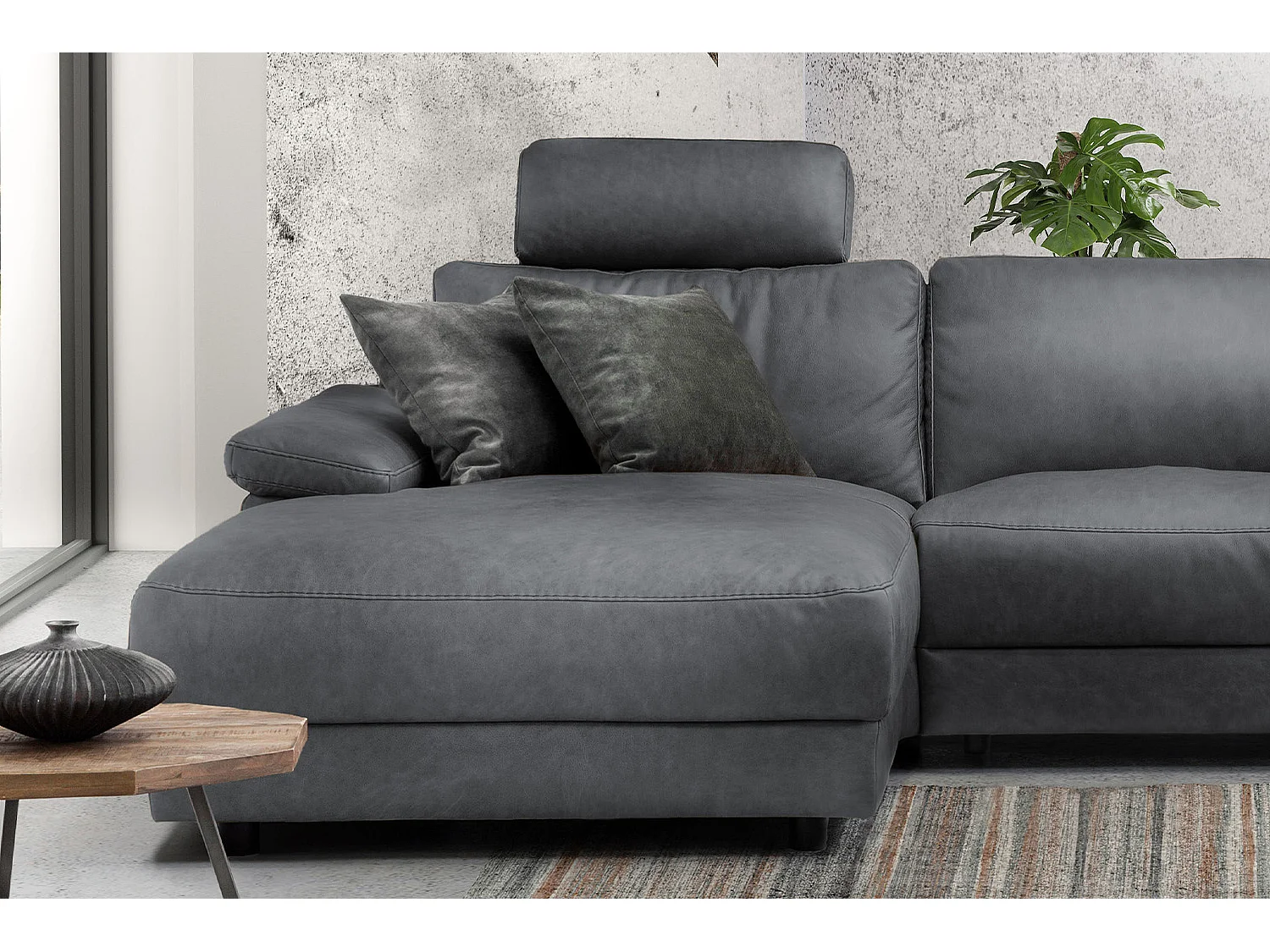 Canapé - Gris cuir - LOLA