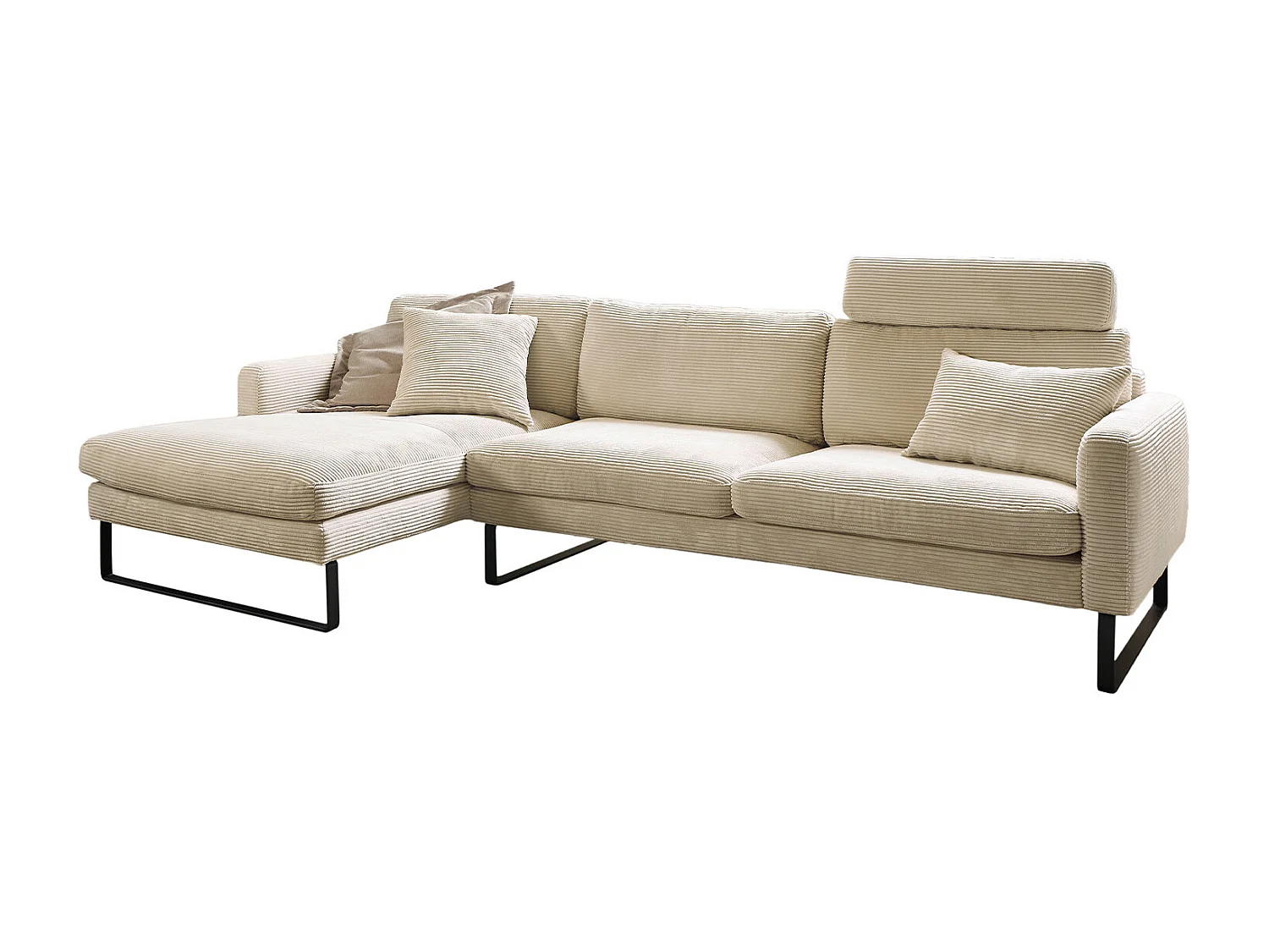 Sofá - blanco crema cuero sintético - RICARDA