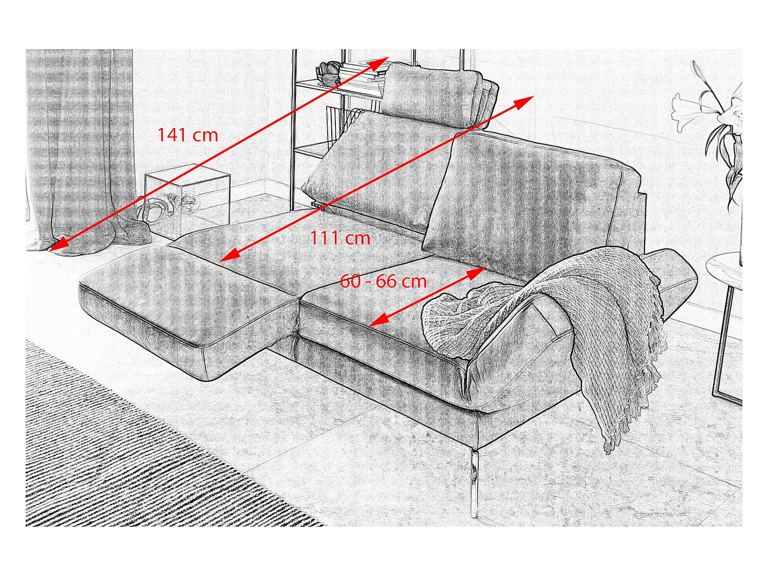 Ledersofa - Schwarz Leder - HURRICANE
