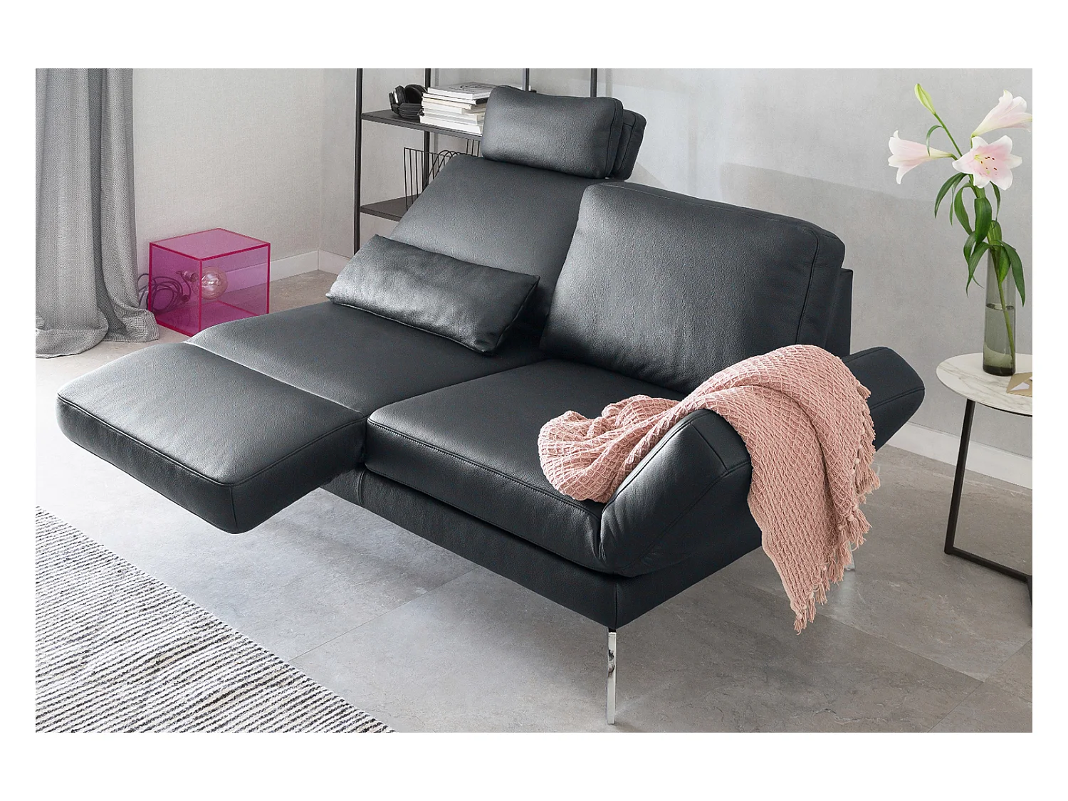 Ledersofa - Schwarz Leder - HURRICANE