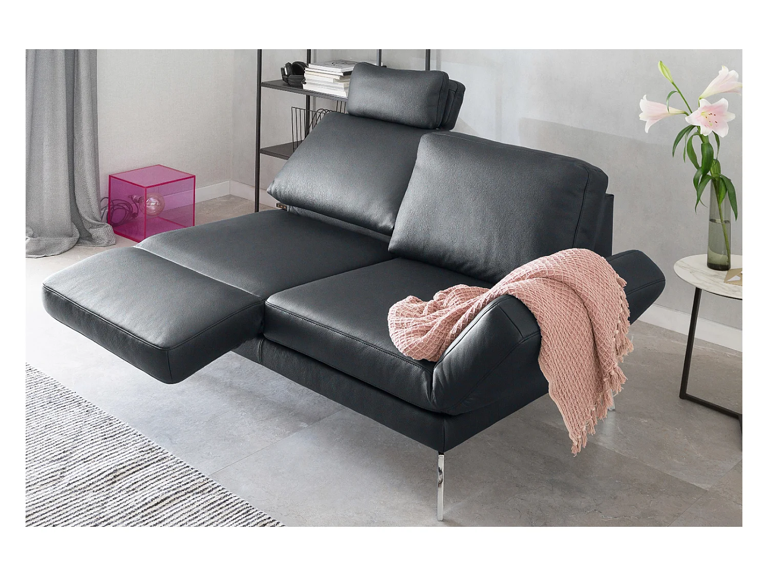 Ledersofa - Schwarz Leder - HURRICANE