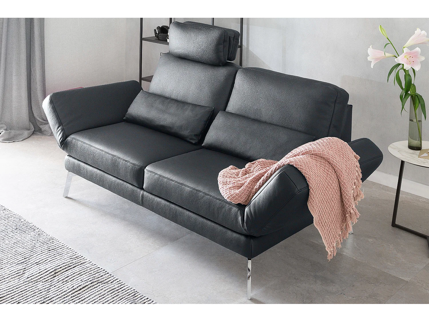 Sofa - Schwarz Leder - HURRICANE
