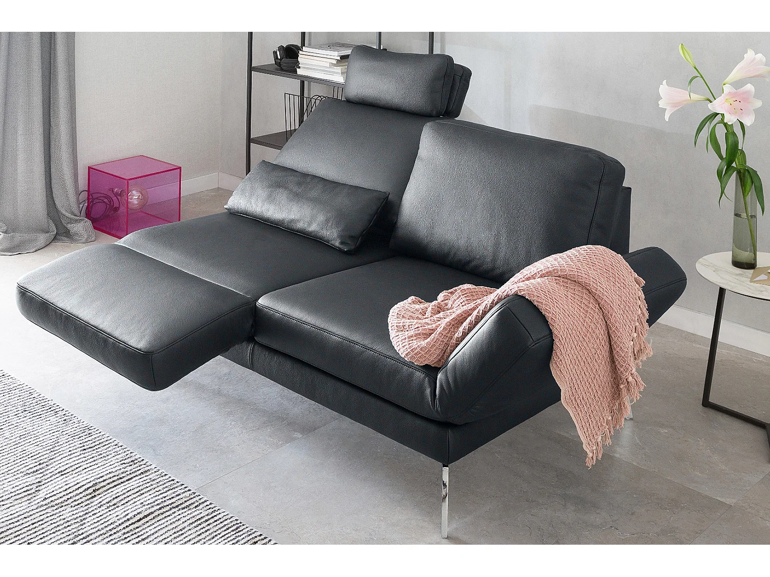 Sofa - Schwarz Leder - HURRICANE