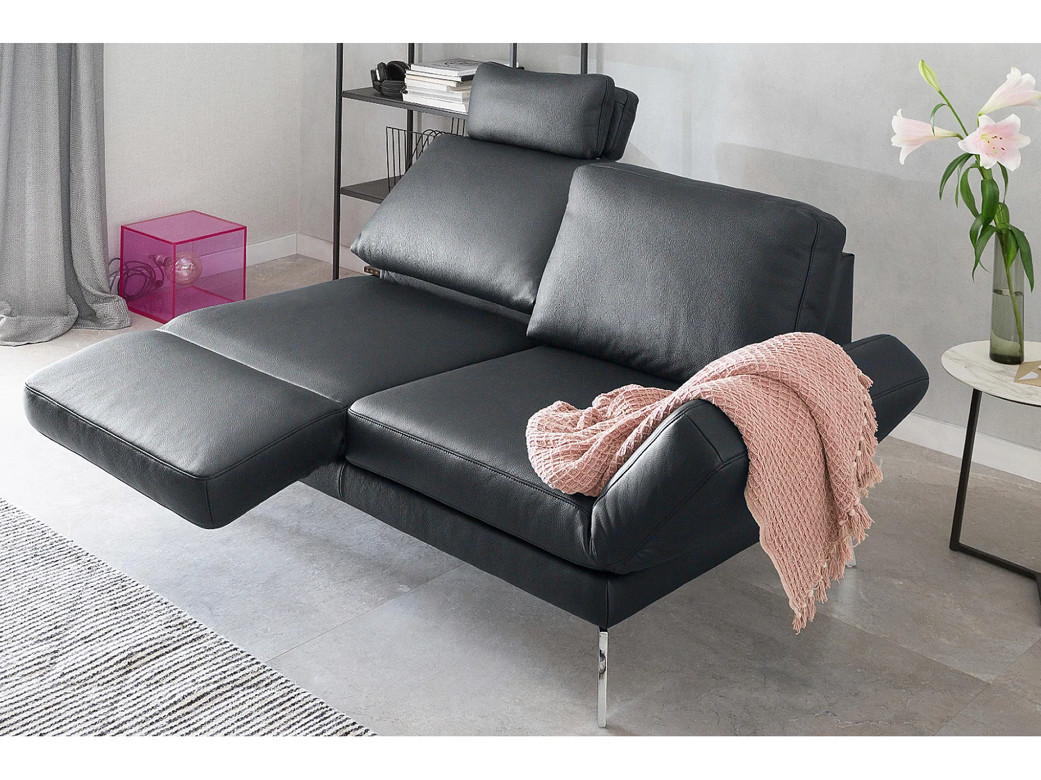Sofa - Schwarz Leder - HURRICANE