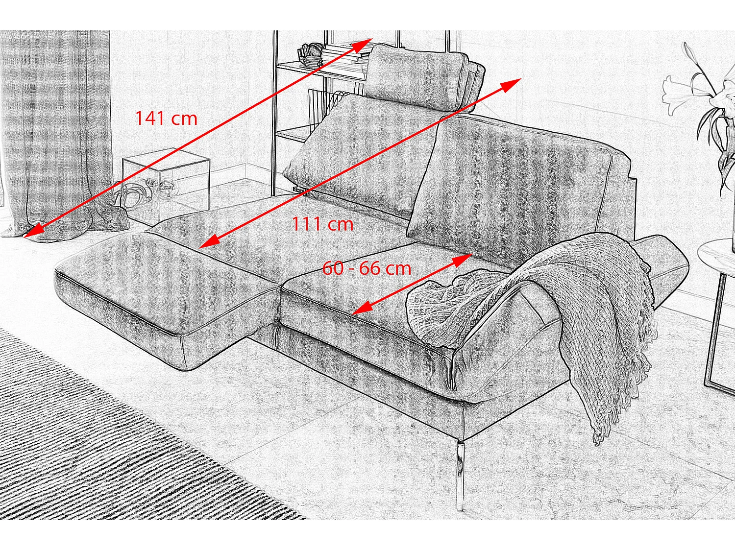 Sofa - Schwarz Leder - HURRICANE