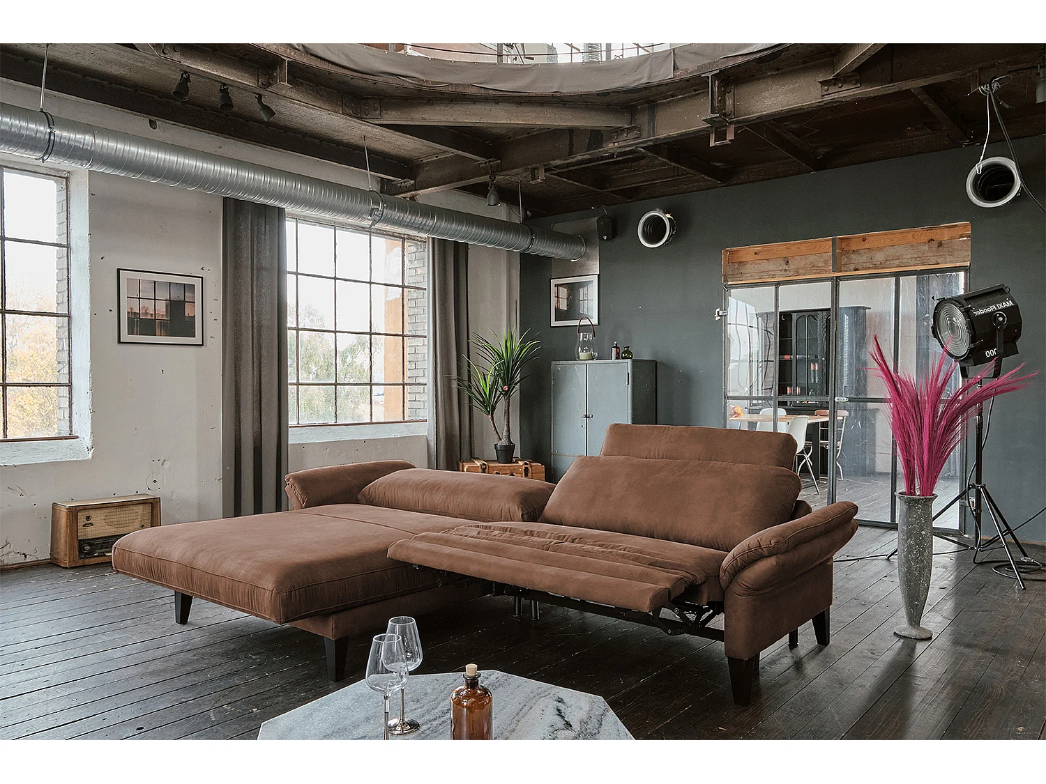 Ecksofa - Braun Webstoff - MALTA