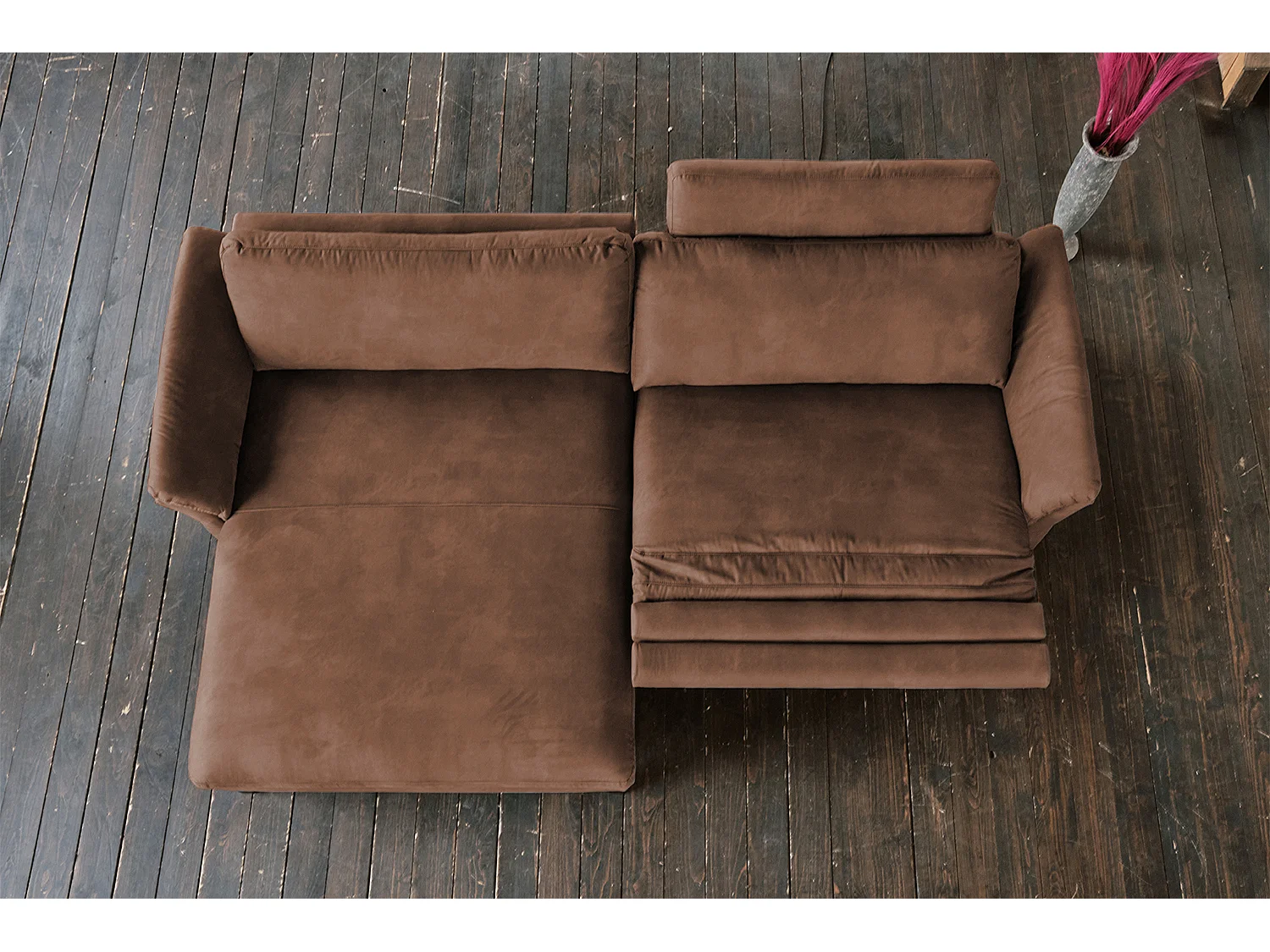 Ecksofa - Braun Webstoff - MALTA