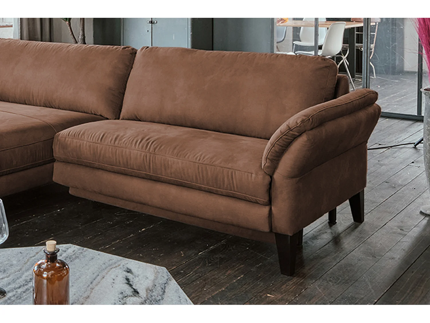 Ecksofa - Braun Webstoff - MALTA