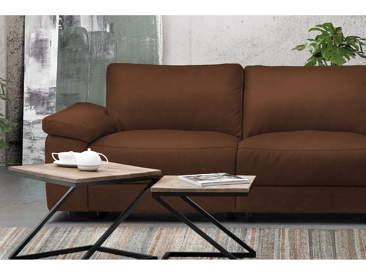 Ecksofa - Braun Leder - LOLA