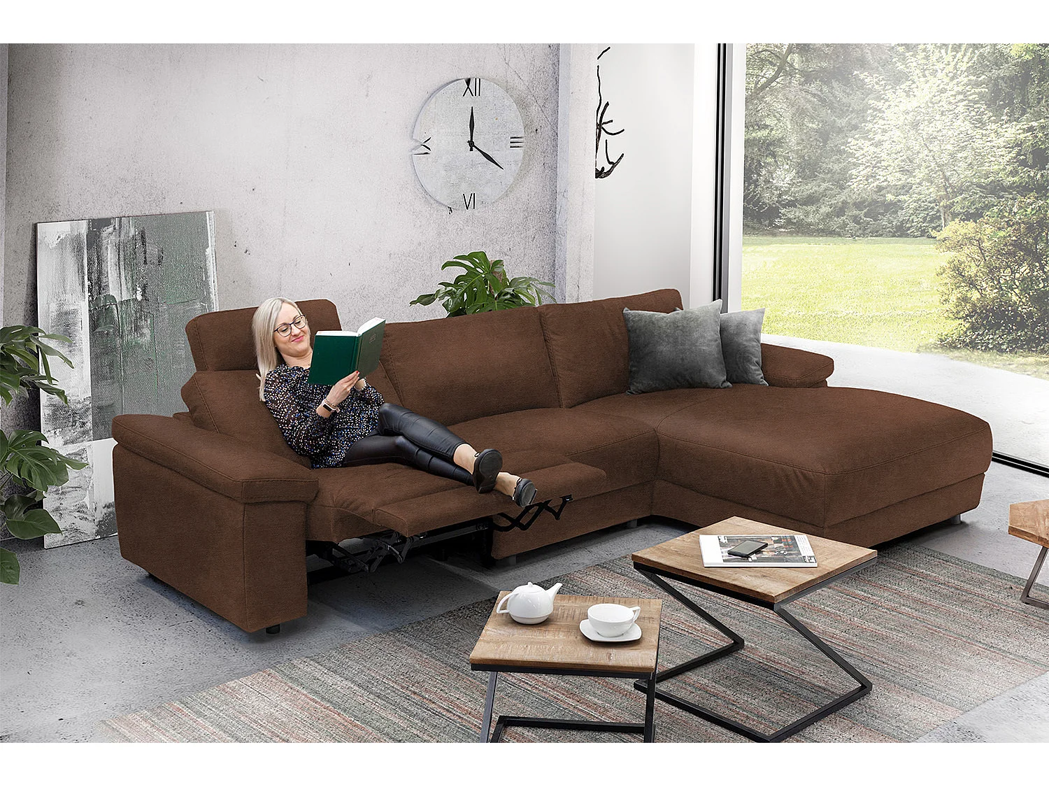 Ecksofa - Braun Leder - LOLA