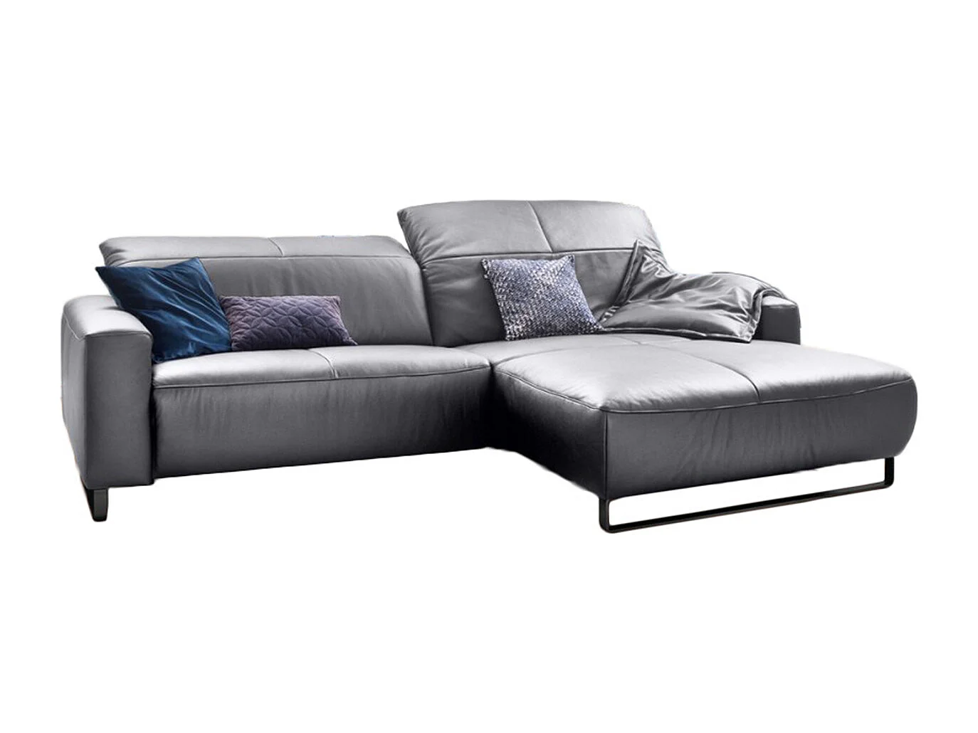 Ecksofa - Hellgrau Leder - YORK