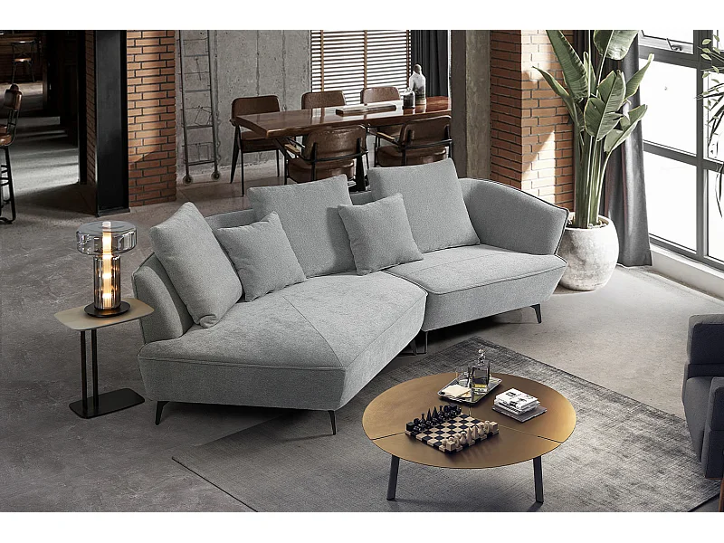 Sofá esquinero - Gris tela tejida - GARBO