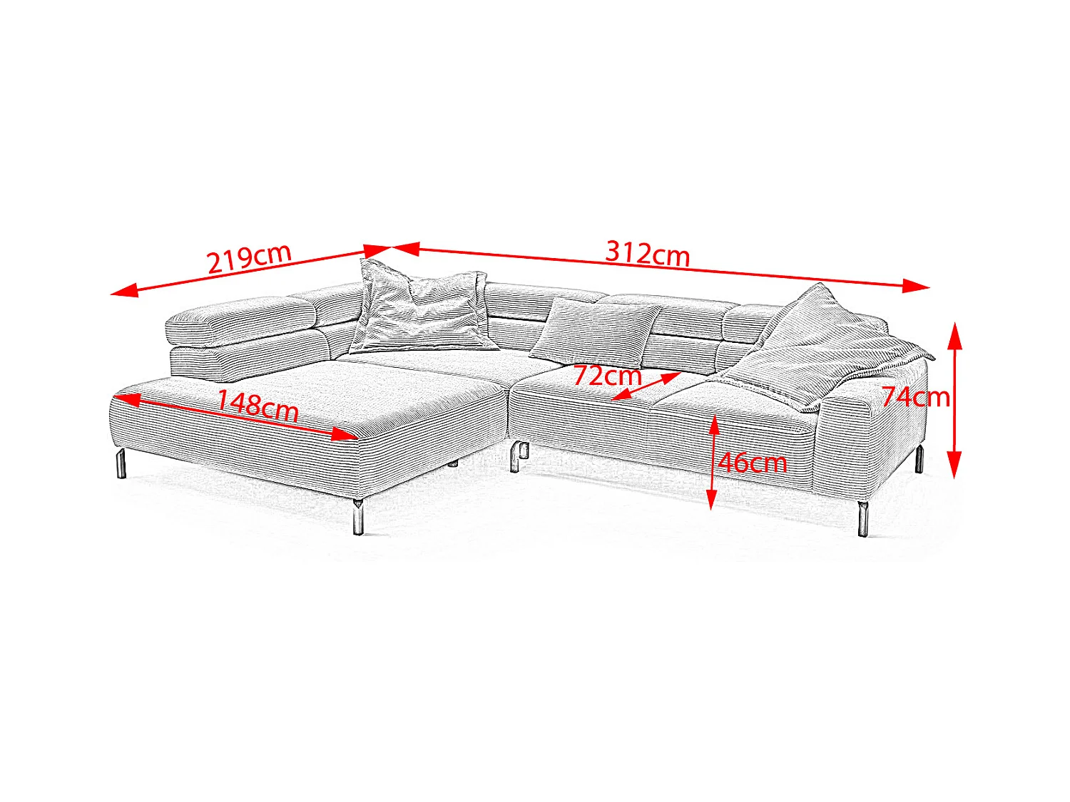 Canapé - Rose Velours côtelé - DELIA