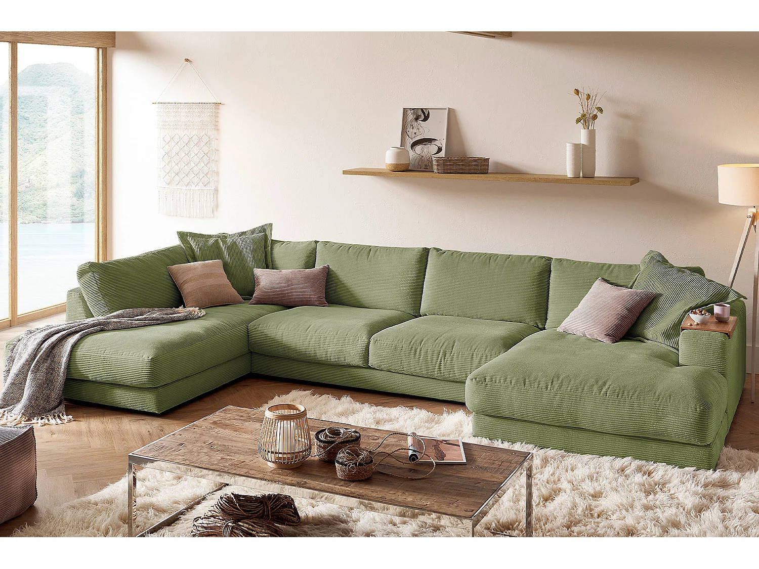 Canapé - vert foncé Velours côtelé - MADELINE