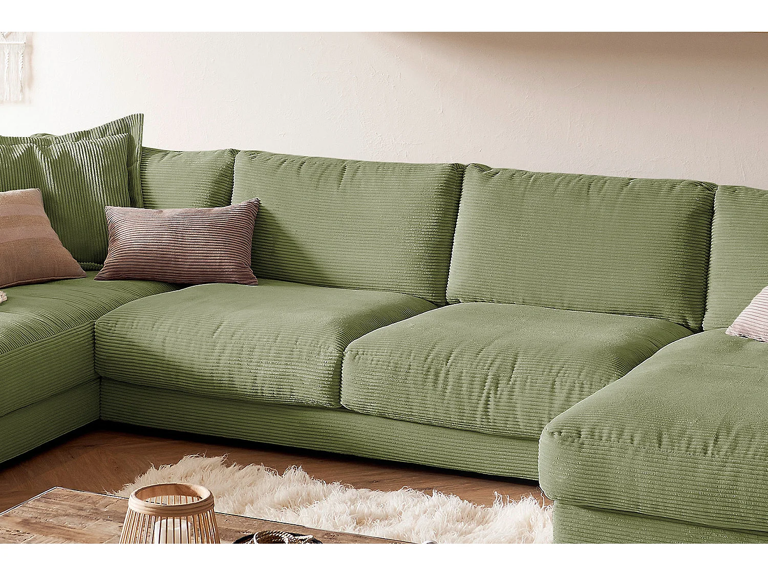 Canapé - vert foncé Velours côtelé - MADELINE