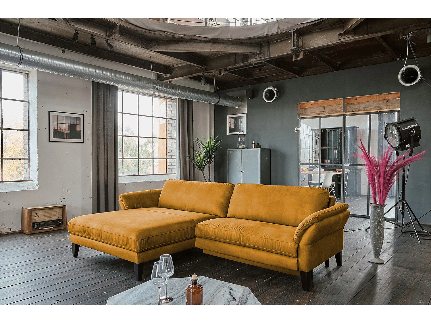 Ecksofa - Gold Webstoff - MALTA