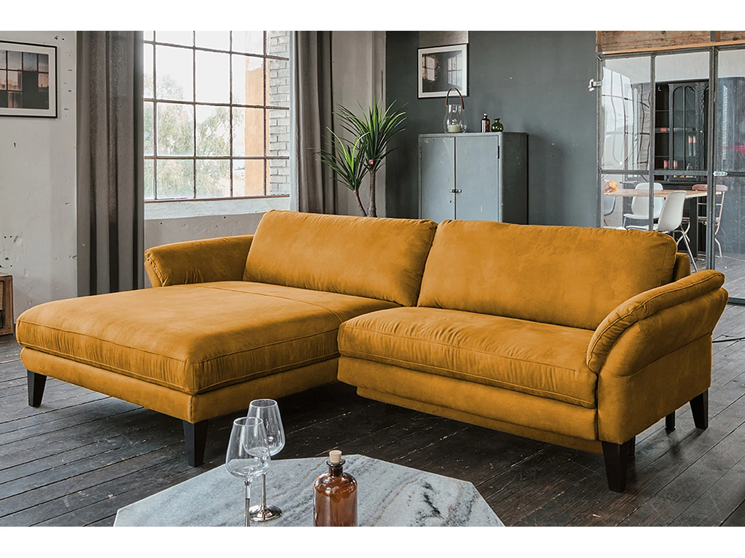 Ecksofa - Gold Webstoff - MALTA