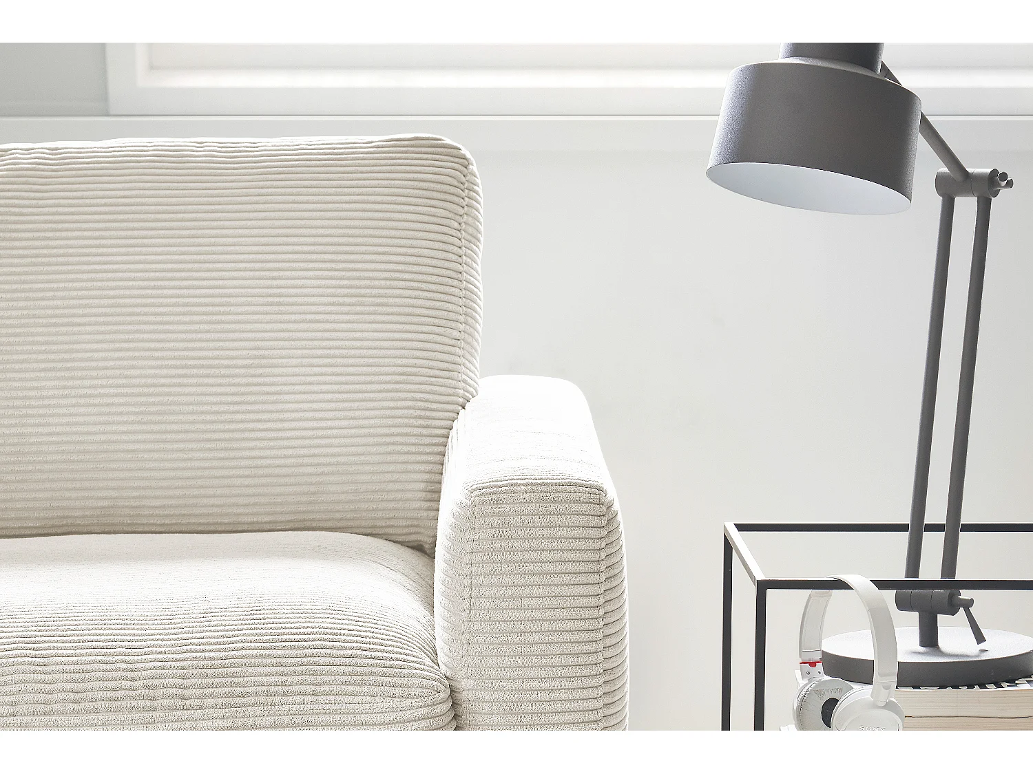 Ecksofa - Cremeweiß Cord - CARA