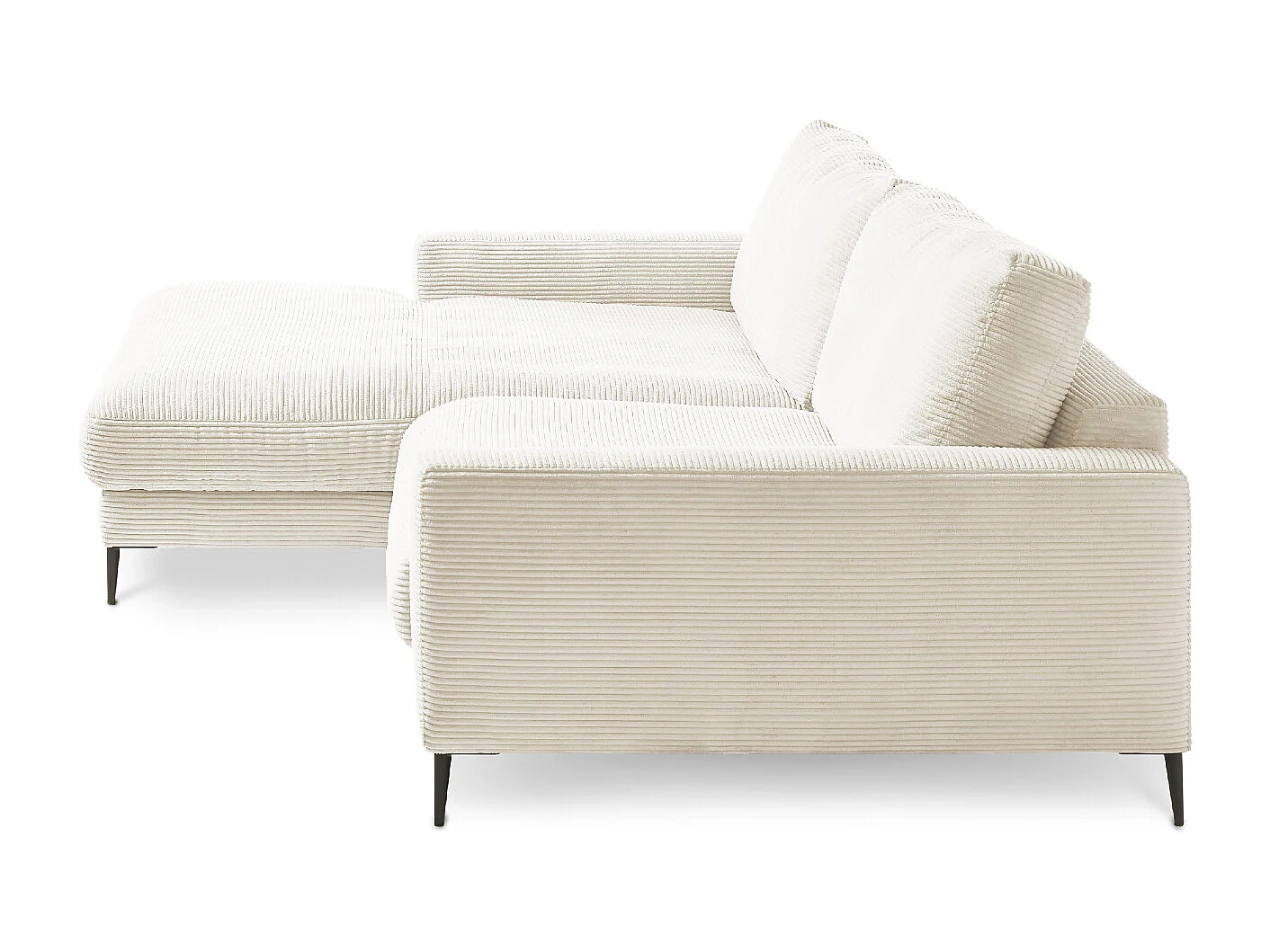 Ecksofa - Cremeweiß Cord - CARA
