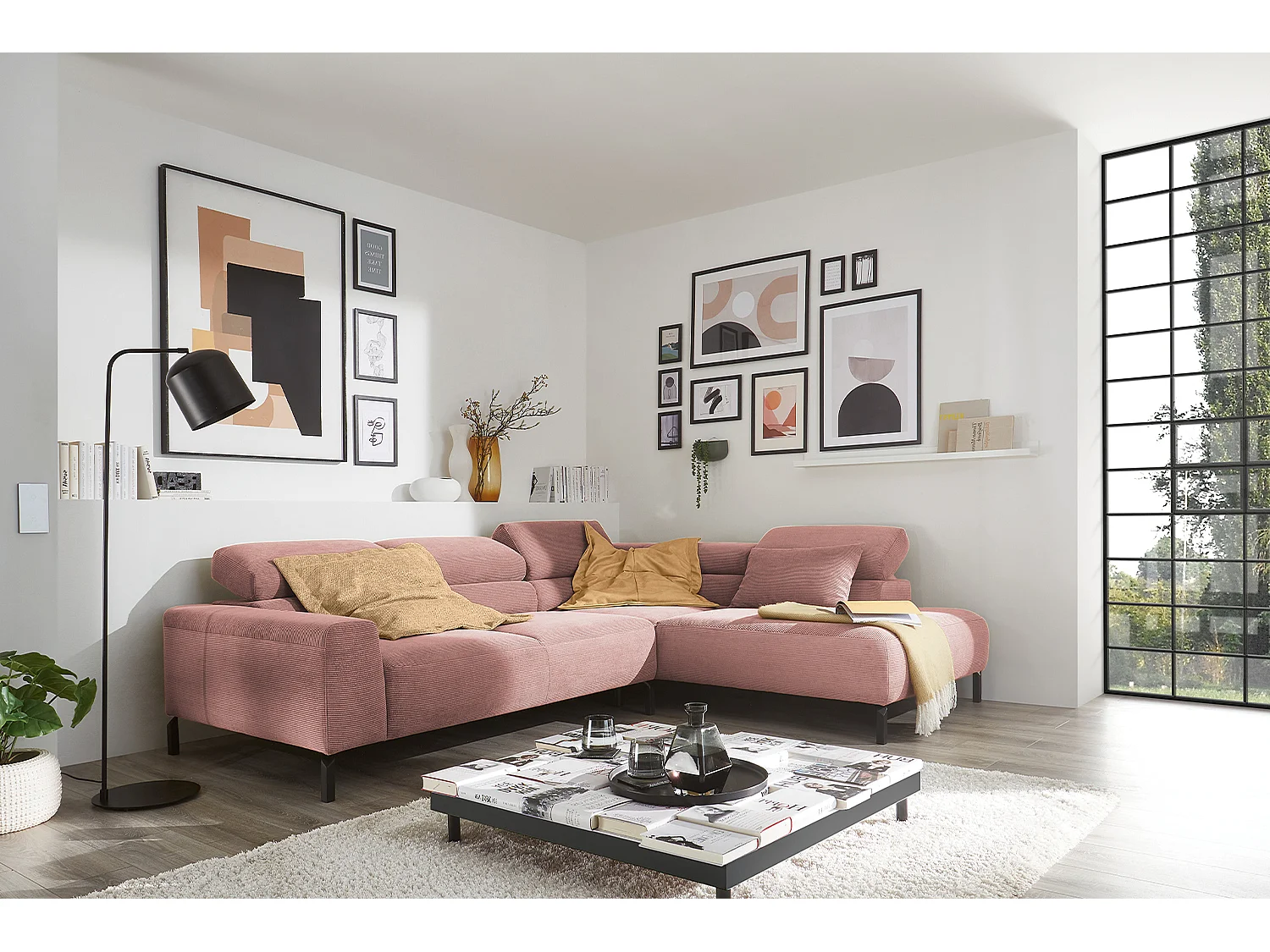 Ecksofa - Pink Cord - DELIA