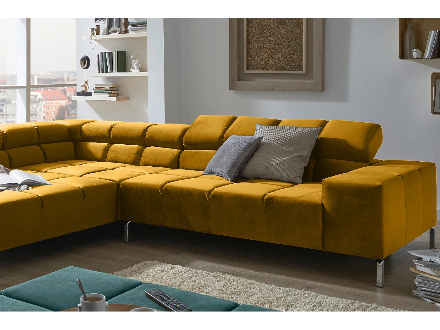 Ecksofa - Gelb Velvet - NELSON