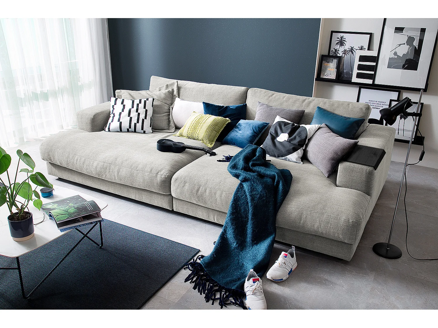 Canapé - argent tissu tissé - MADELINE