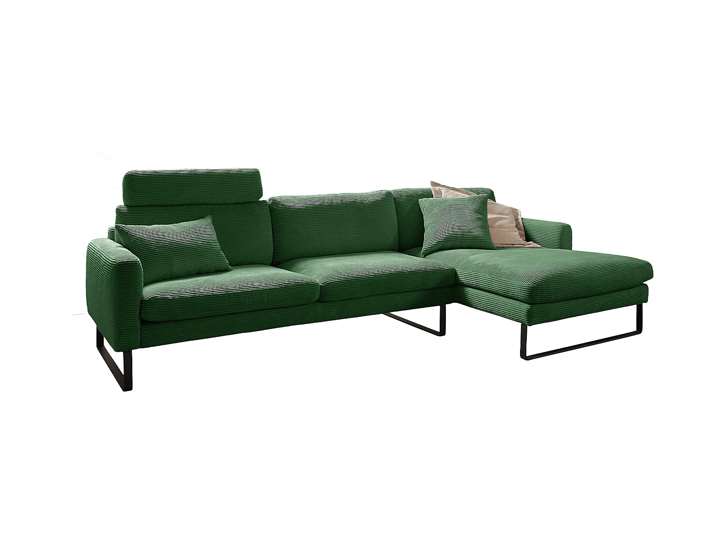 Ecksofa - Smaragdgrün Cord - RICARDA